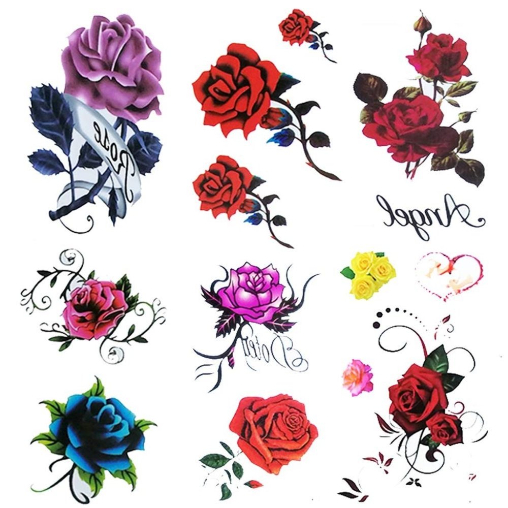 Temporary Tattoos Rose 50 Piece Set Brand New Various Roses